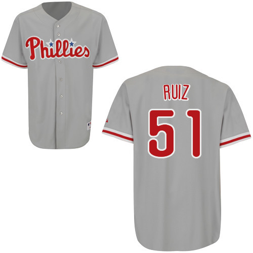 Carlos Ruiz #51 mlb Jersey-Philadelphia Phillies Women's Authentic Road Gray Cool Base Baseball Jersey